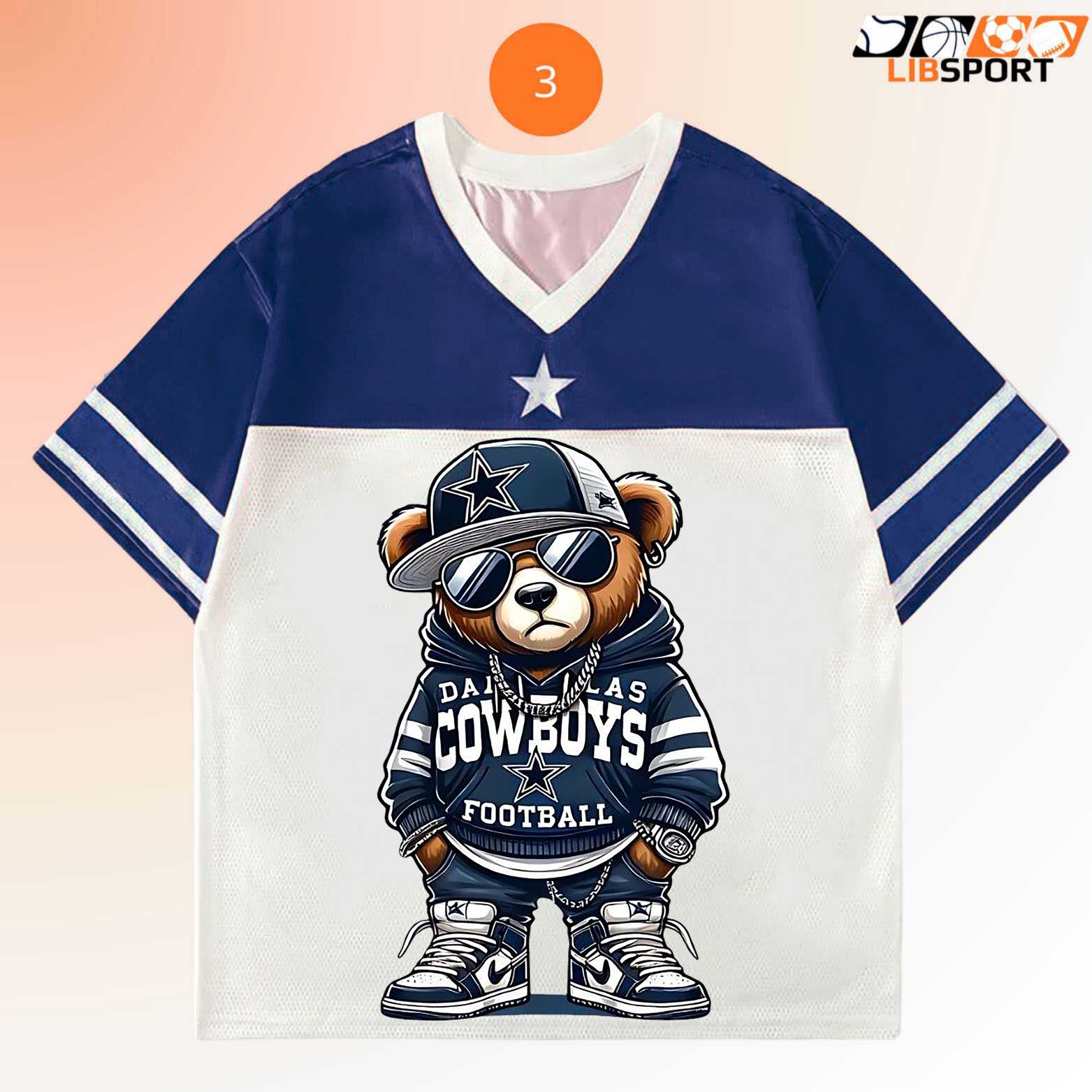 Cute Teddy Bear Dallas Cowboys Jersey, Game Day Shirt, Unisex Nfl Fan Tee